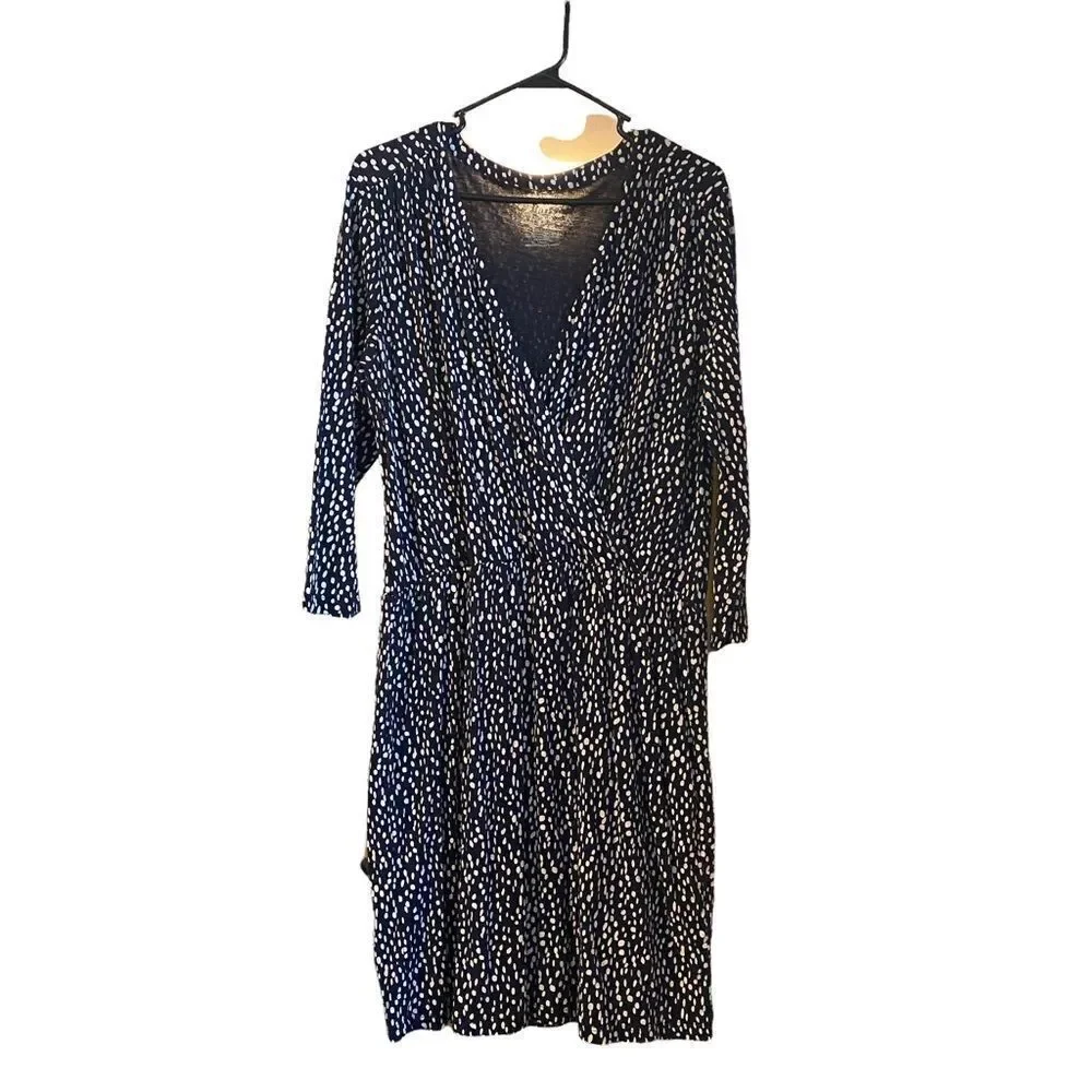 Bass 3/4 sleeve Faux Wrap Dress Size L